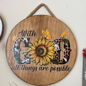 Inspirational Wooden Wall Decor with Sunflower Design